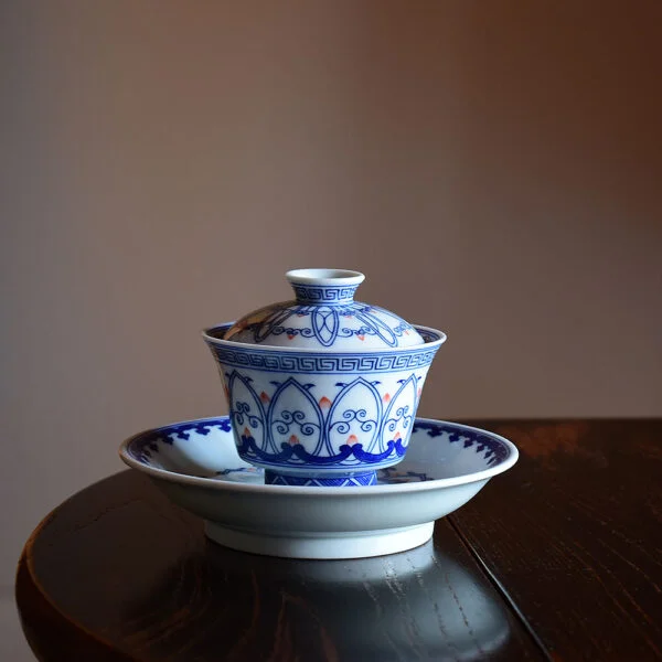 寶相紋馬蹄蓋碗壺承套組