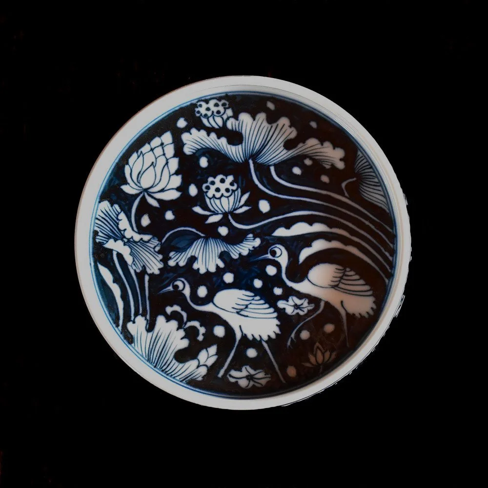 大興】AB063 青花手絵 人物造像 置物 染付 中国古玩 從景德鎮到鹿