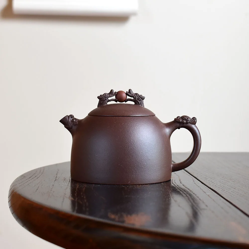 双龙戏珠秦权宜兴紫砂壶_Hey China