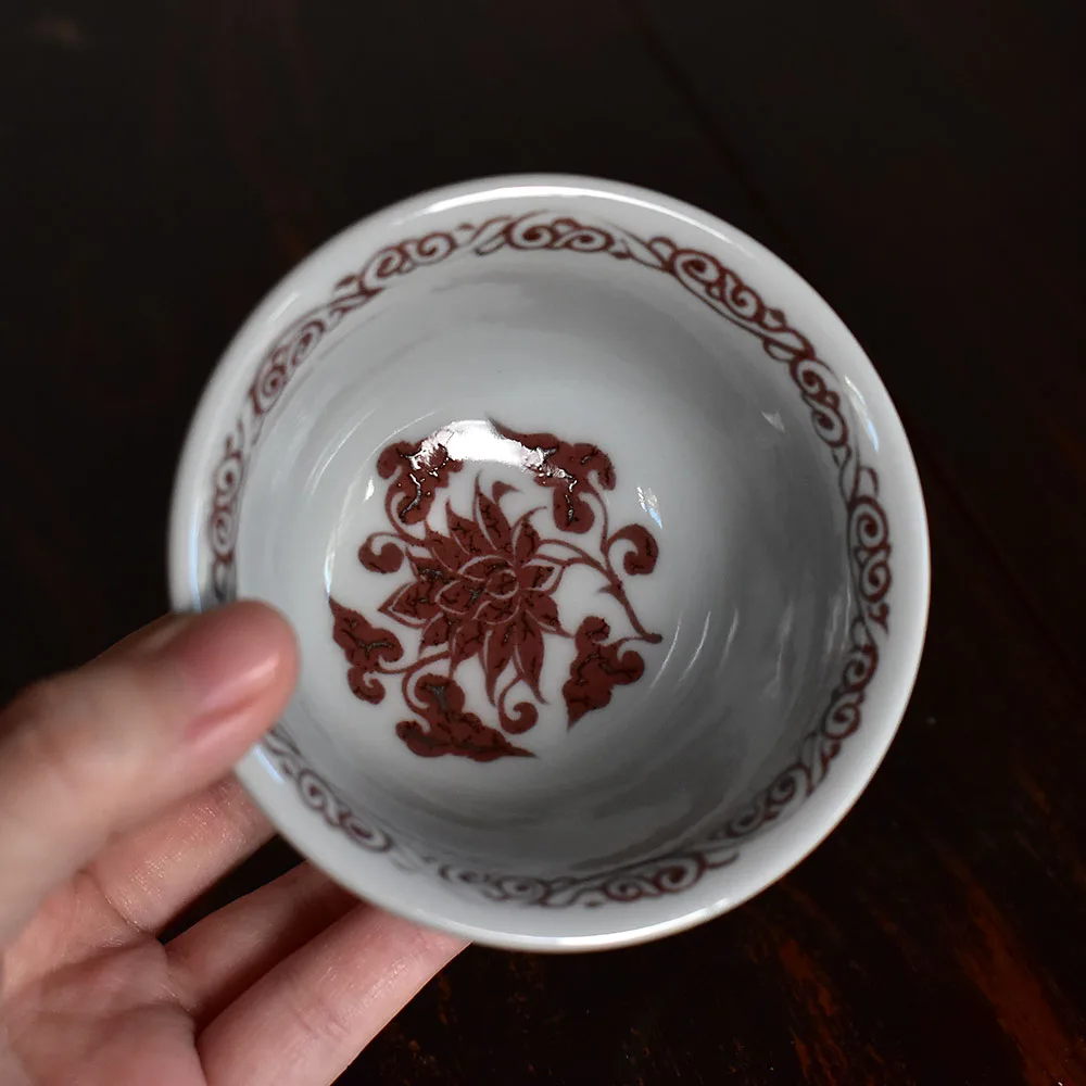 釉里红缠枝莲盖碗_Hey China
