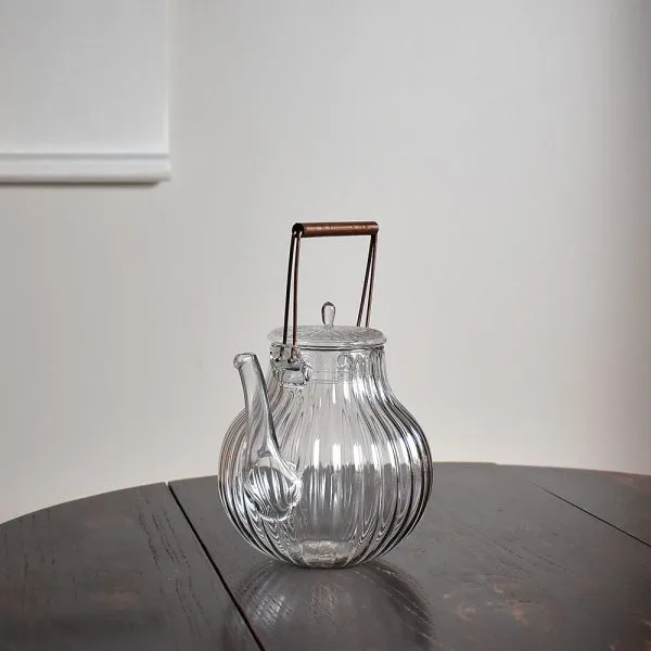 Chrysanthemum Petal Glass Teapot with Handle