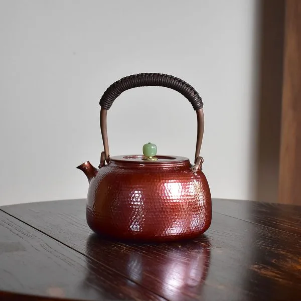 平肩烤色紫銅煮水壺