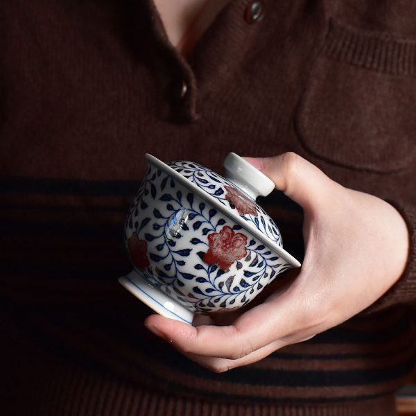 Blue and White with Underglaze Red Entwined Louts Sets